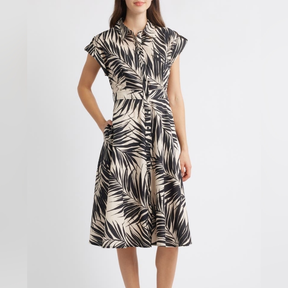 Vince Camuto Cotton Poplin Midi Shirtdress Fern Size 8